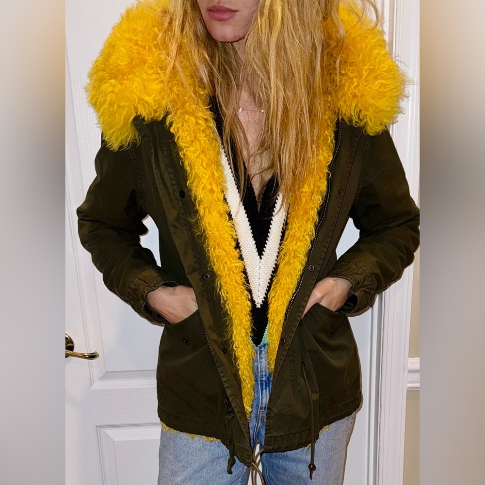 Mr. & Mrs. Italy Real lamb Fur lined hooded coat! - Picture 2 of 11